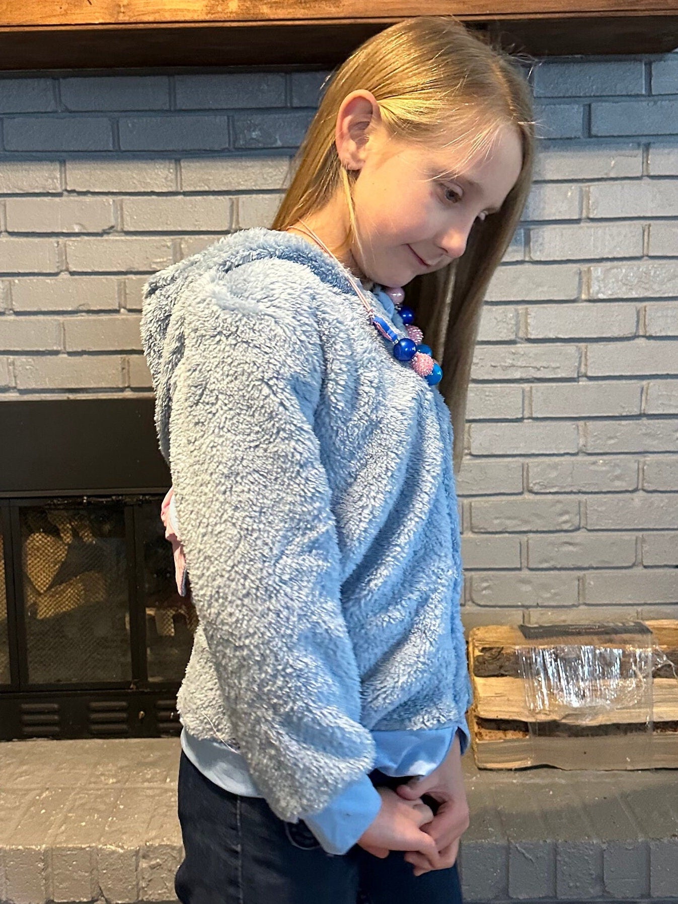 Blue Alien Zip Up Fleece Hoodie