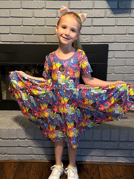 Easter Bunny and Egg LF Crossback Twirl Dress