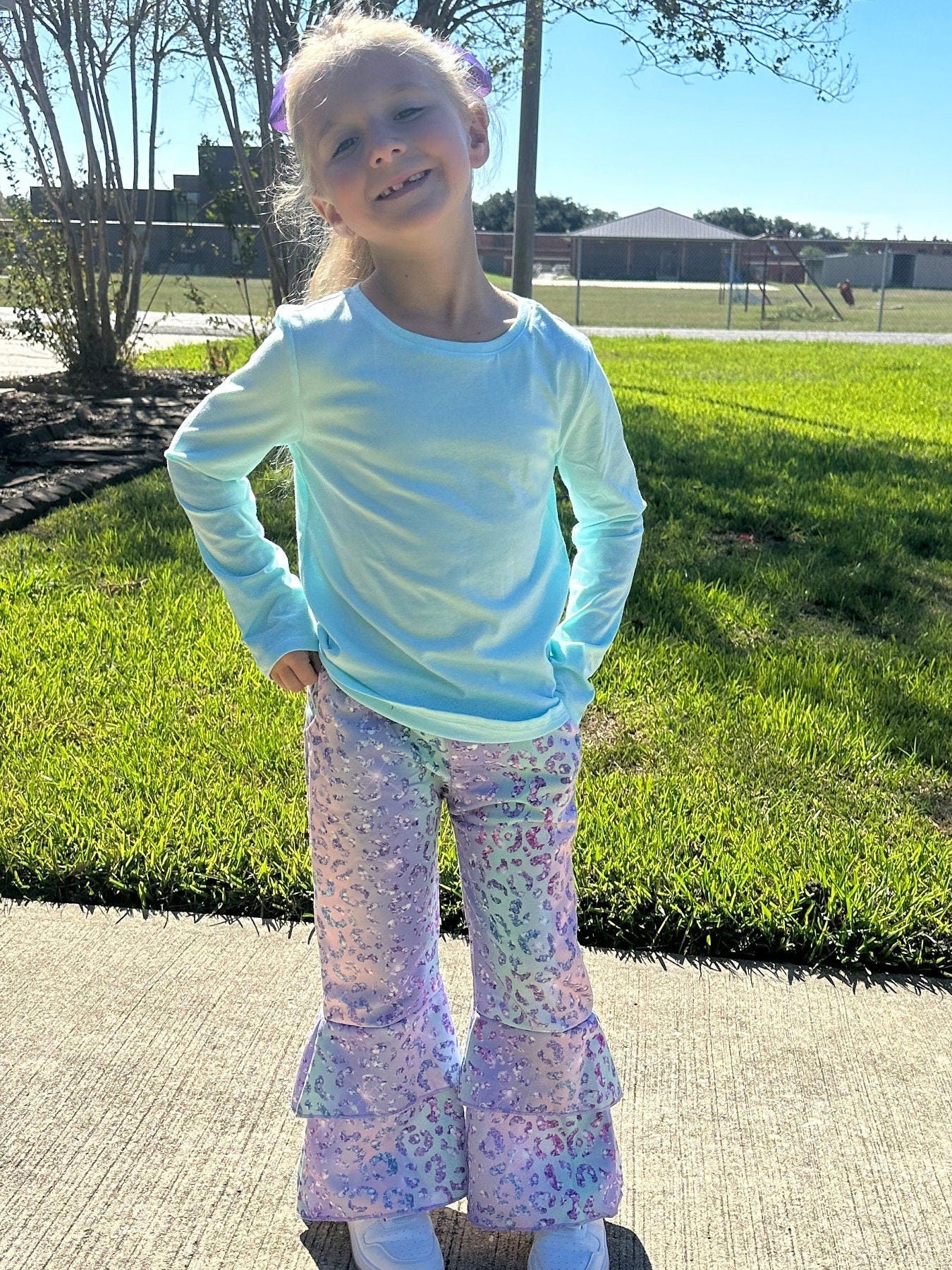 Pastel Ombré Leopard Faux Denim Jeans