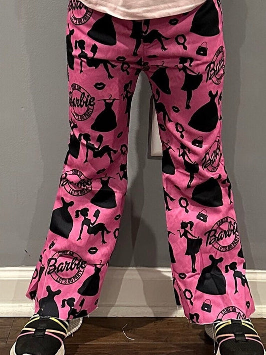 Black and Pink Doll Faux Denim Jeans