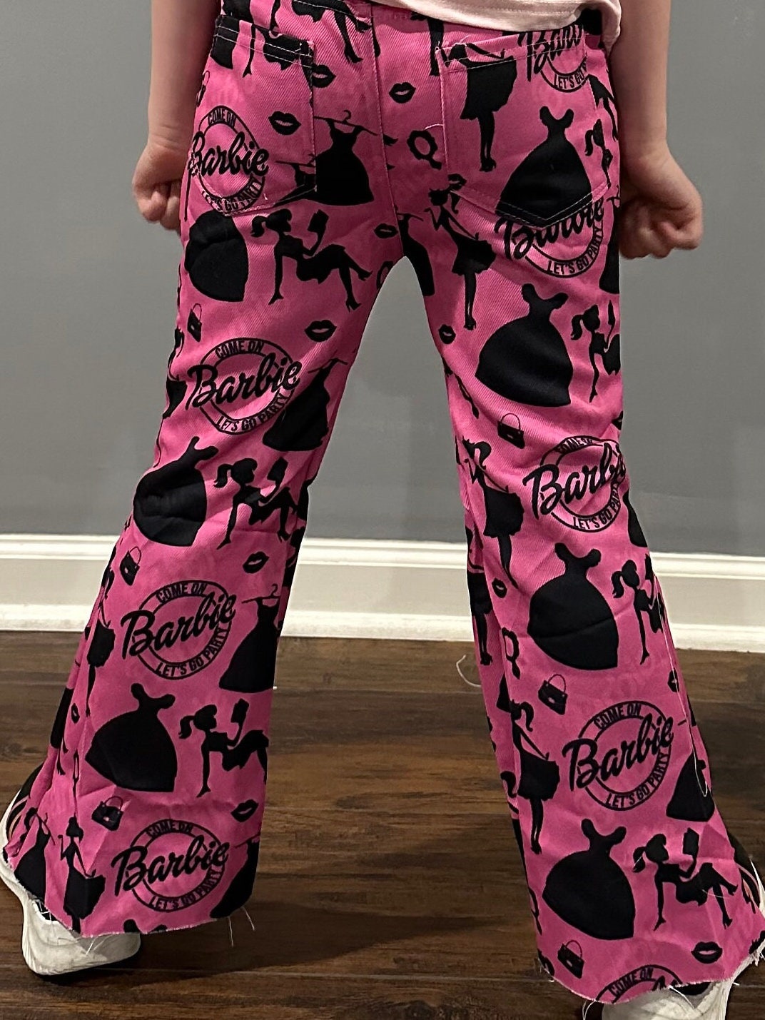 Black and Pink Doll Faux Denim Jeans