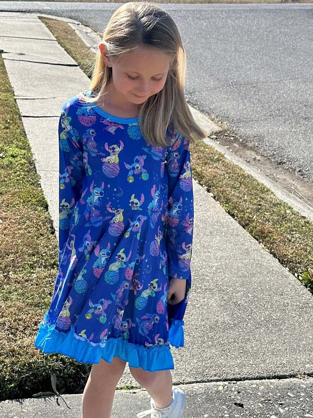 Blue Alien Outer Space Twirl Dress