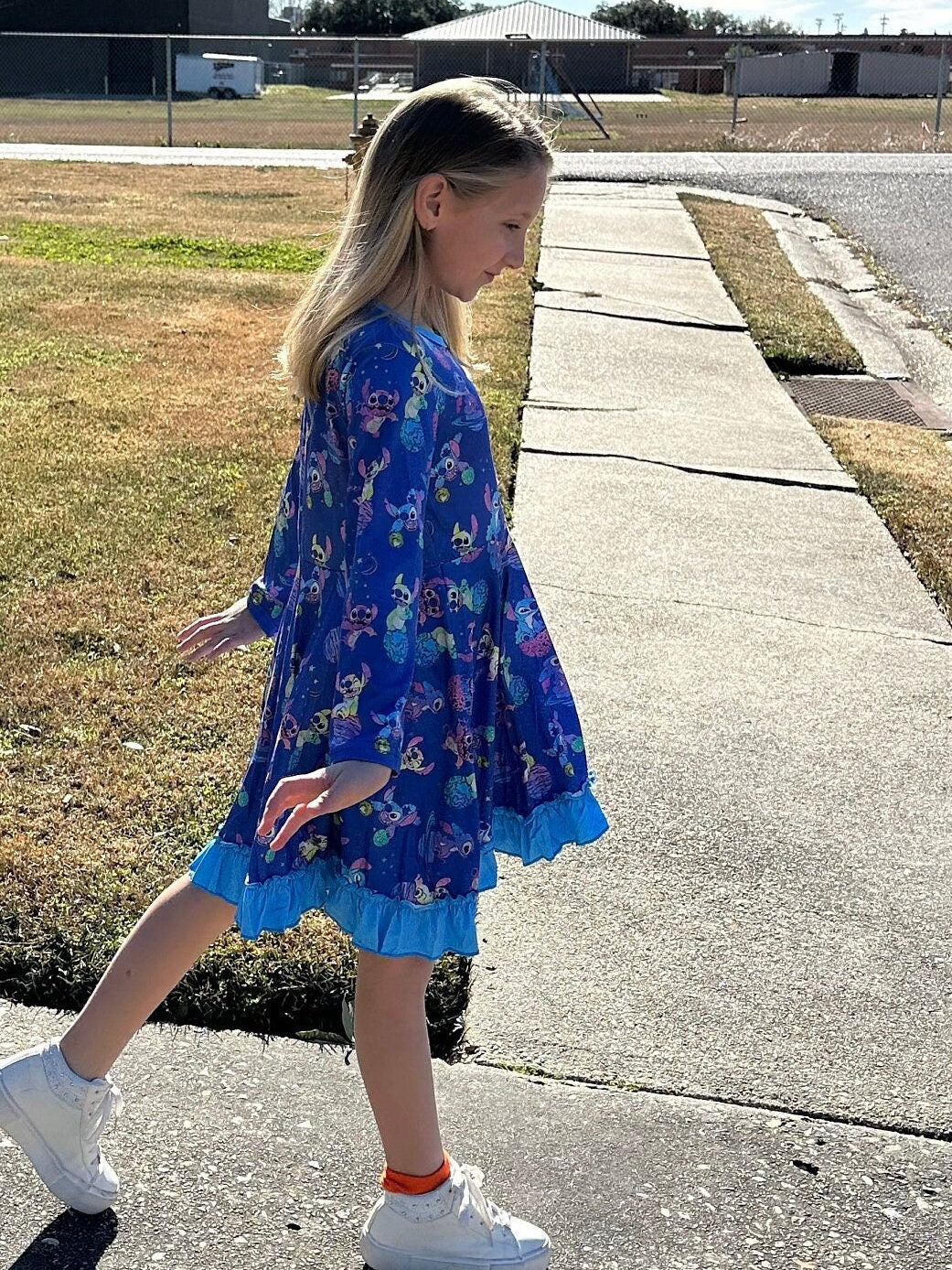 Blue Alien Outer Space Twirl Dress