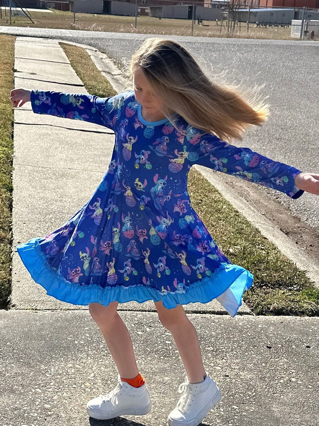 Blue Alien Outer Space Twirl Dress