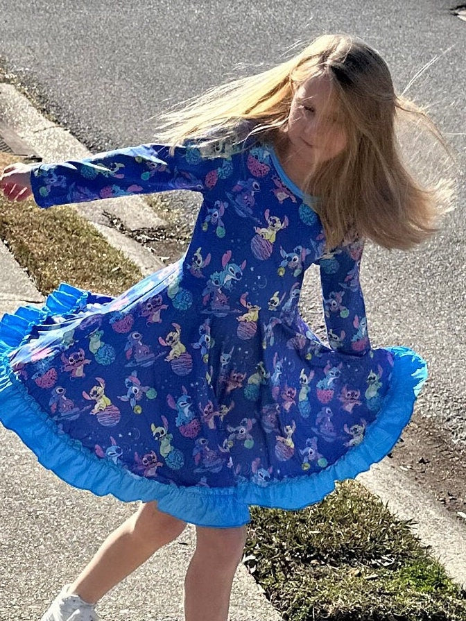 Blue Alien Outer Space Twirl Dress