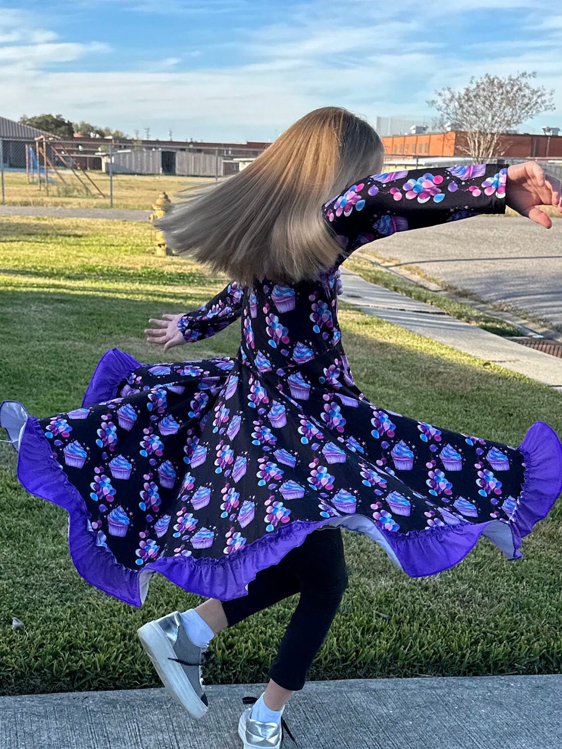 Purple birthday Twirl Dress