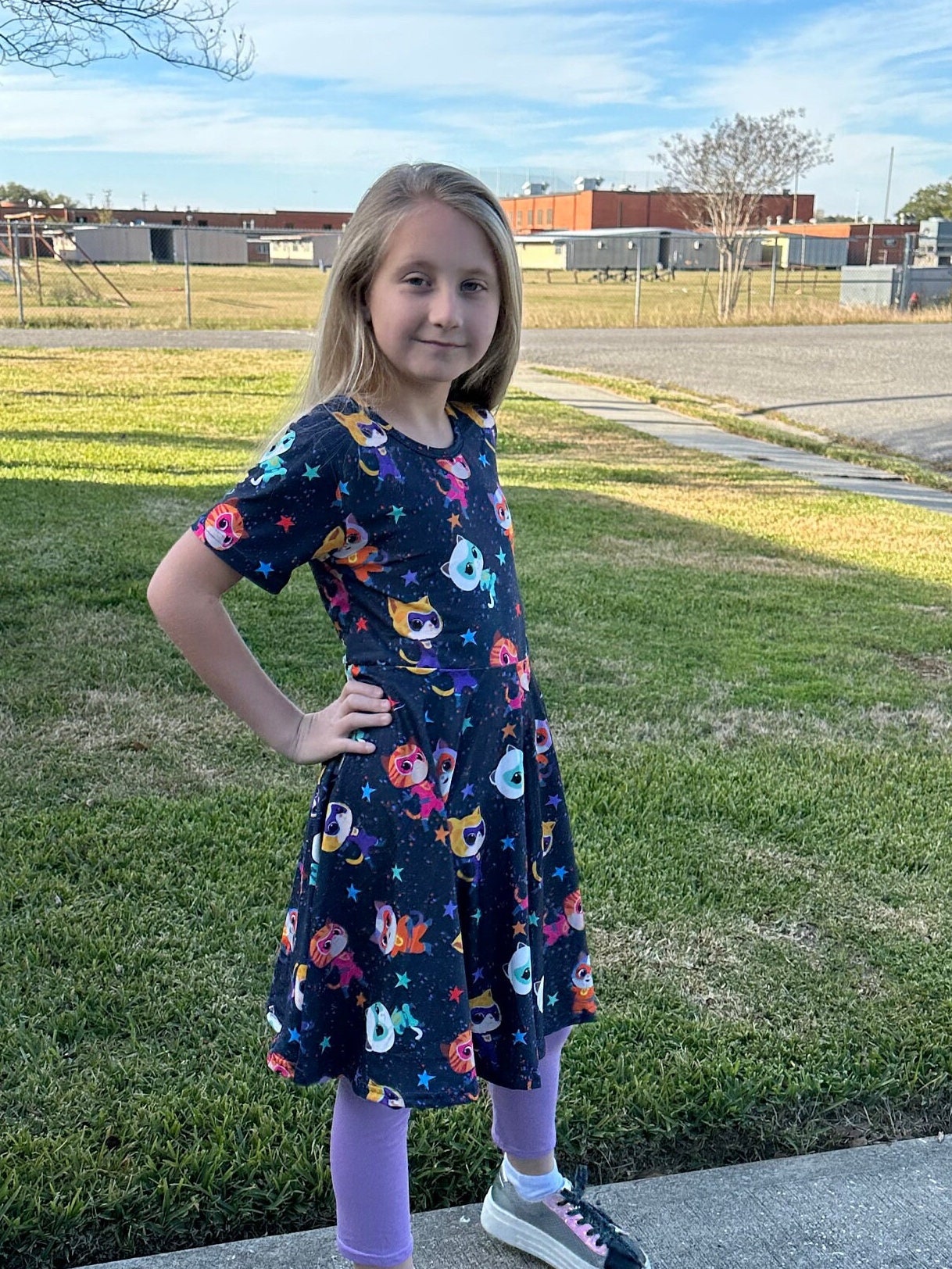 Super Cats Blue Twirl Dress