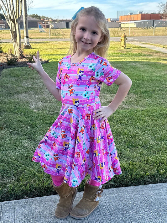 Super Cats Pink Twirl Dress