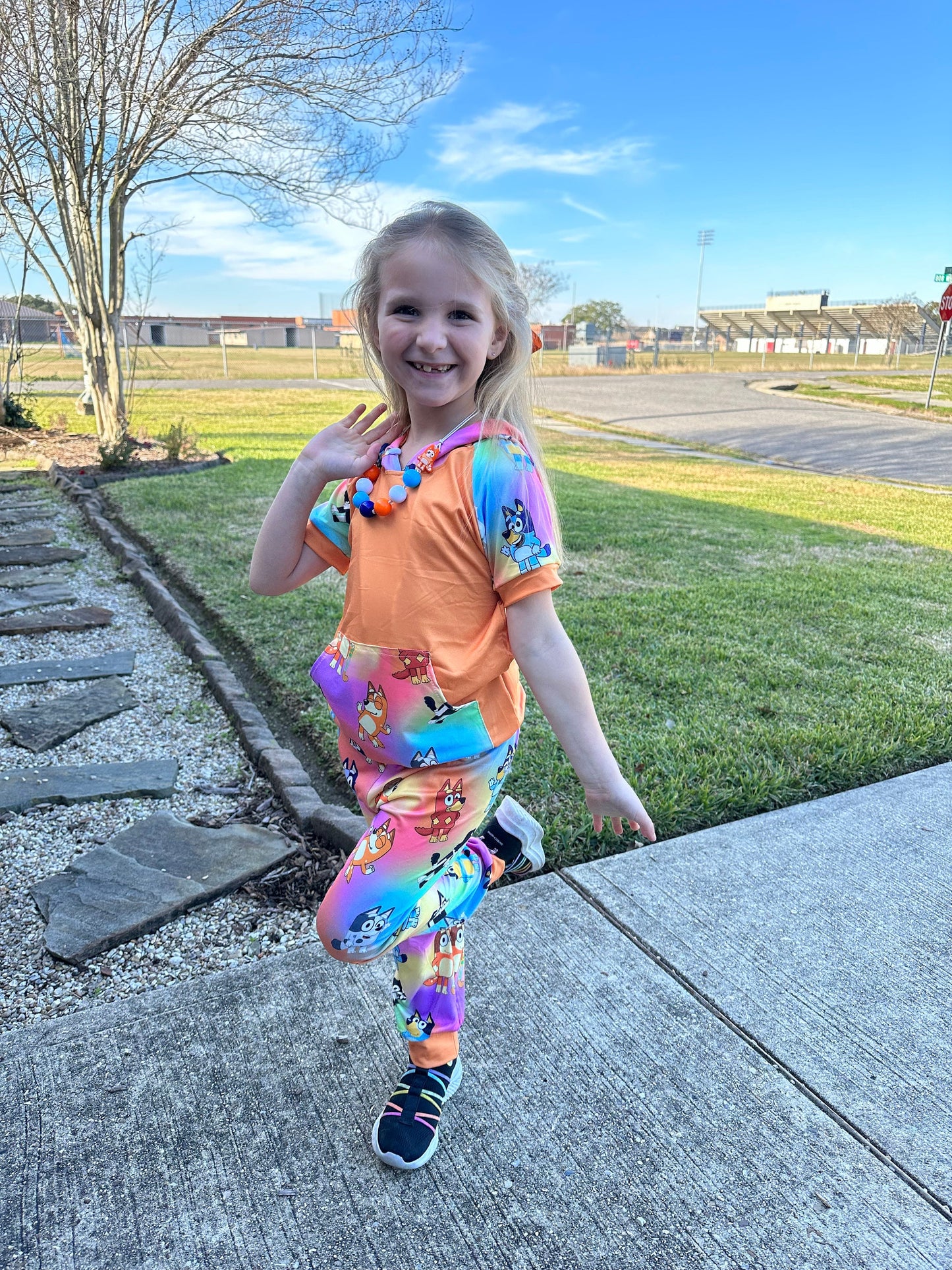 Rainbow Blue Dog and Friends Jogger Set