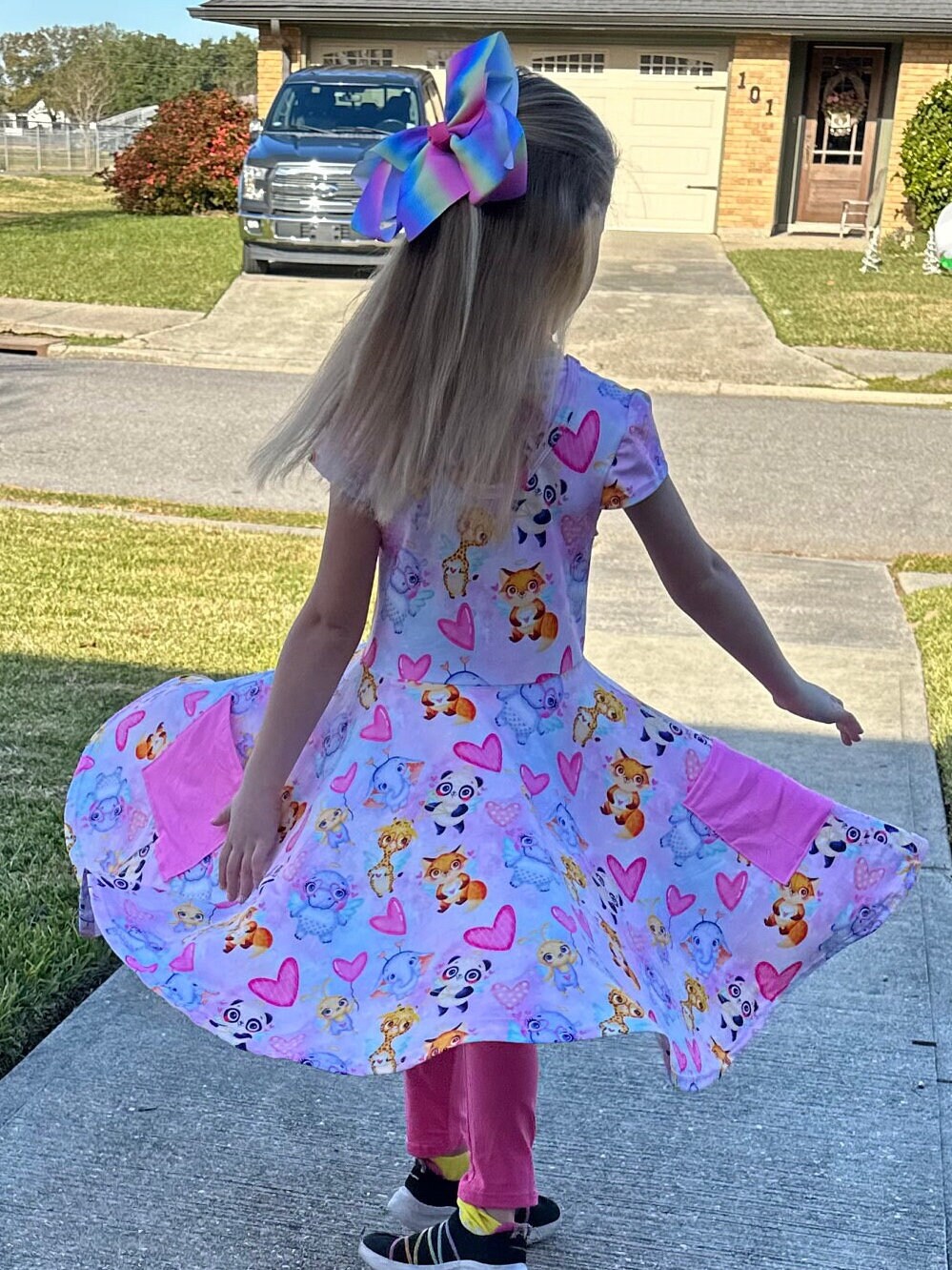 Baby Animals Pocket Twirl Dress