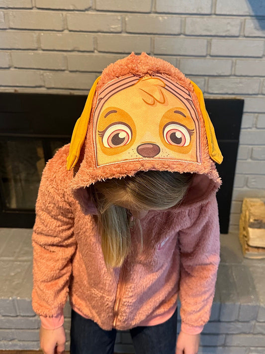 Pink Pup Zip Up Fleece Hoodie