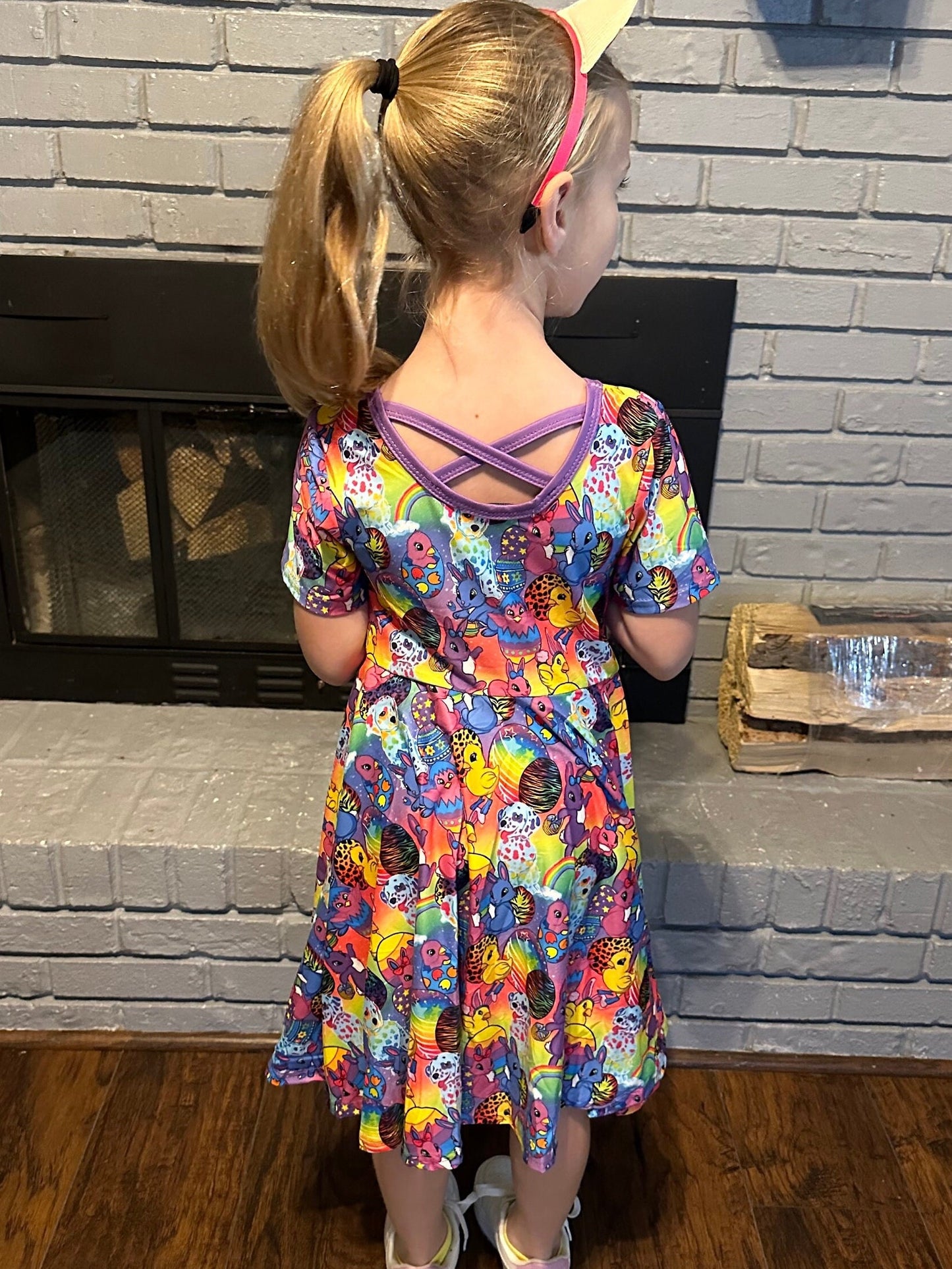 Easter Bunny and Egg LF Crossback Twirl Dress