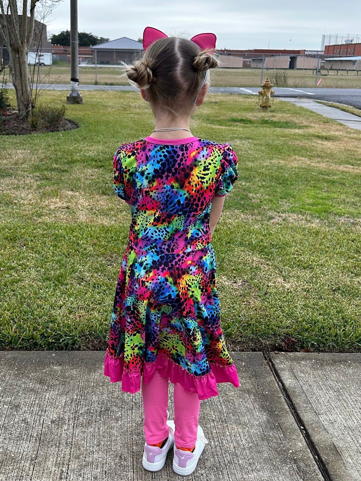 Rainbow Leopard Twirl Dress