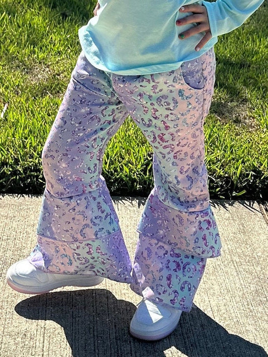 Pastel Ombré Leopard Faux Denim Jeans