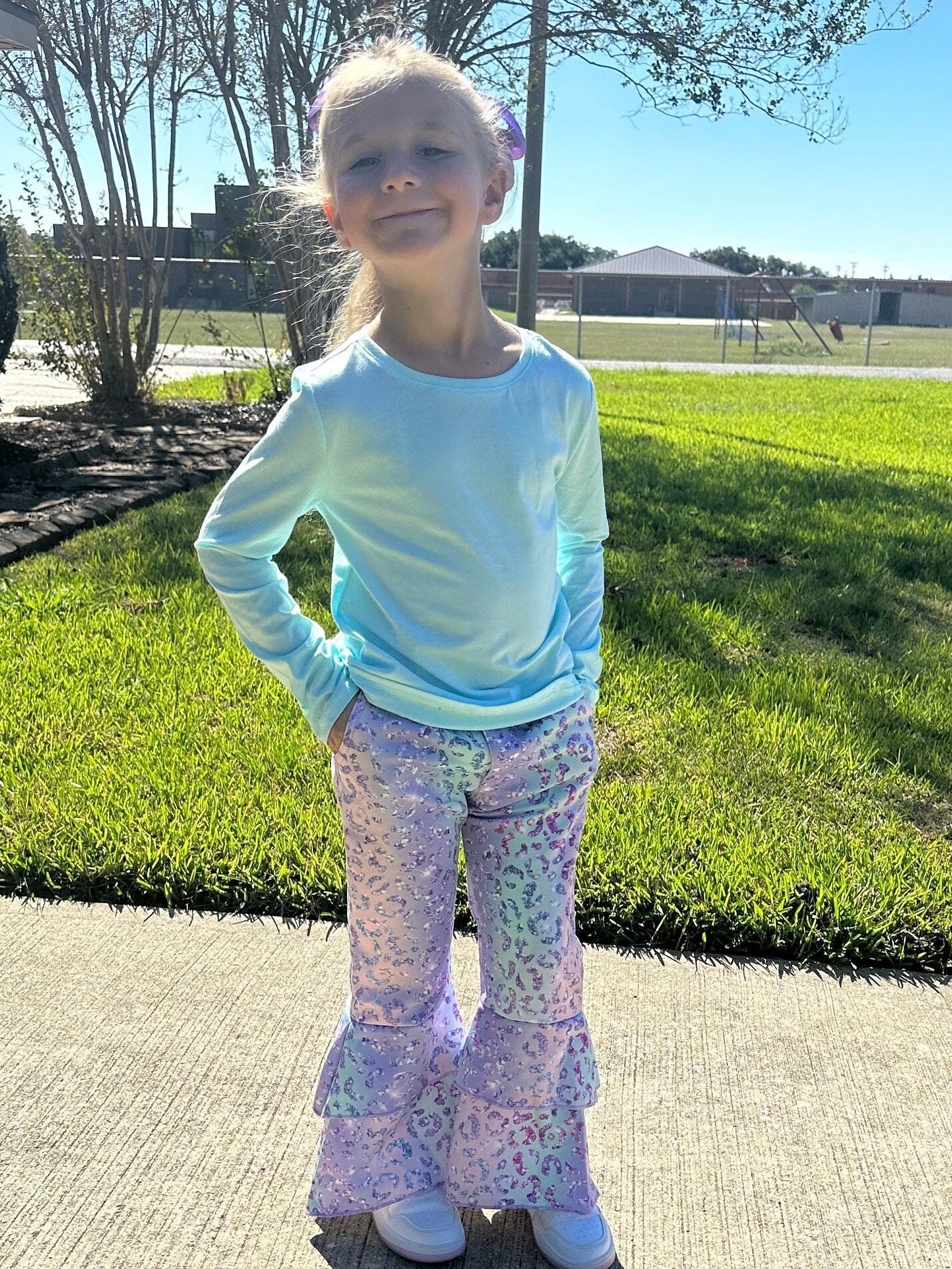 Pastel Ombré Leopard Faux Denim Jeans