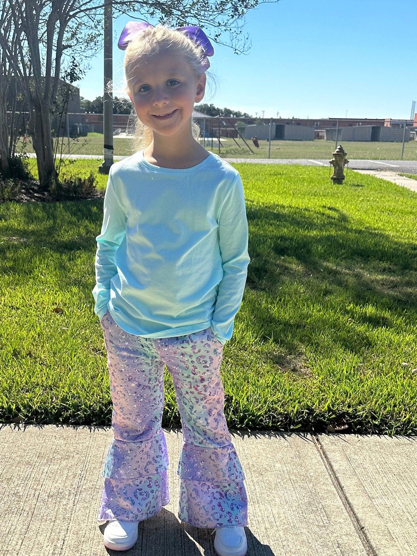 Pastel Ombré Leopard Faux Denim Jeans