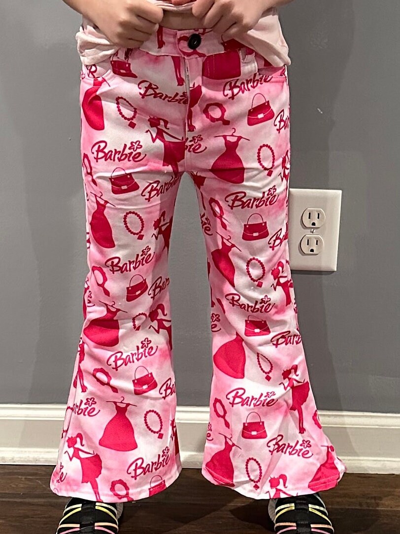 Pink and White Doll Faux Jeans