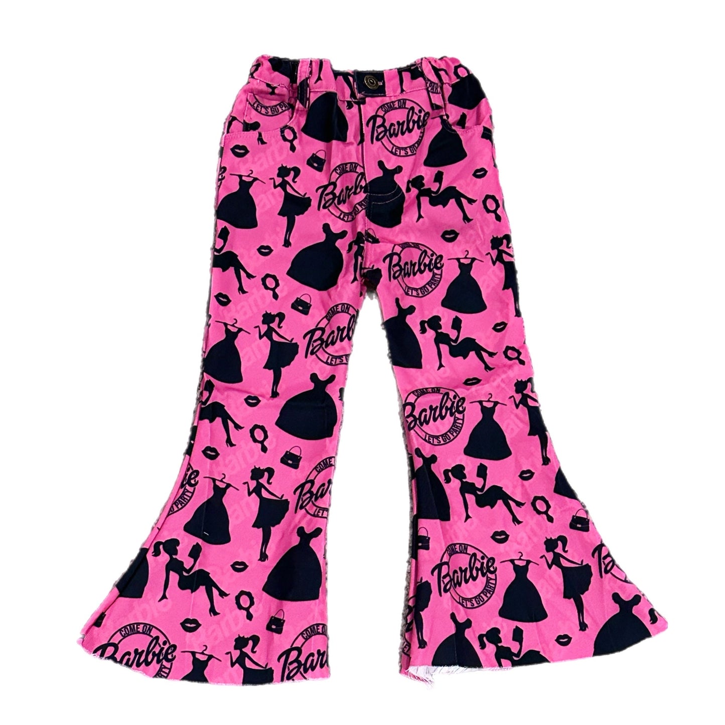 Black and Pink Doll Faux Denim Jeans