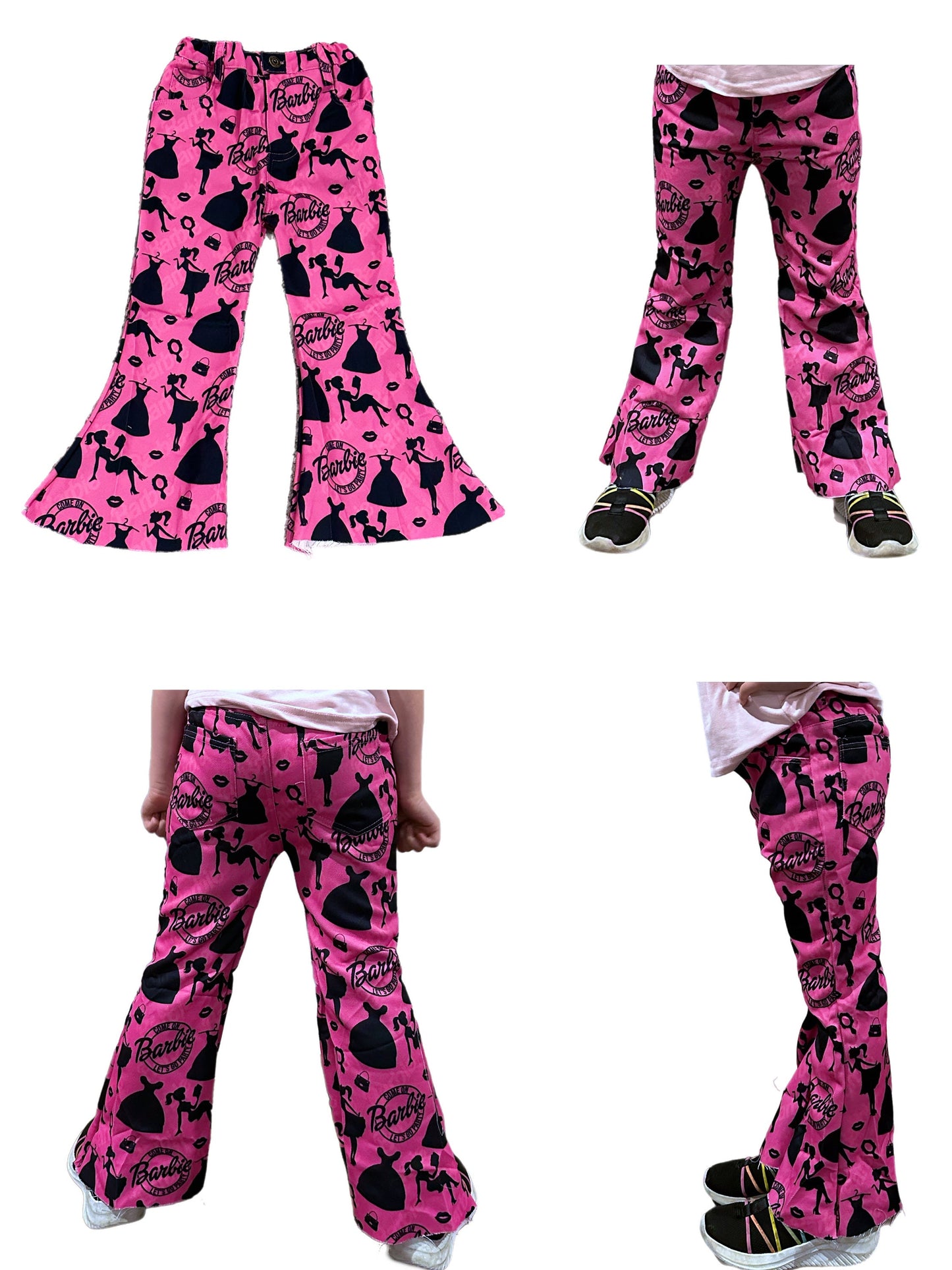 Black and Pink Doll Faux Denim Jeans