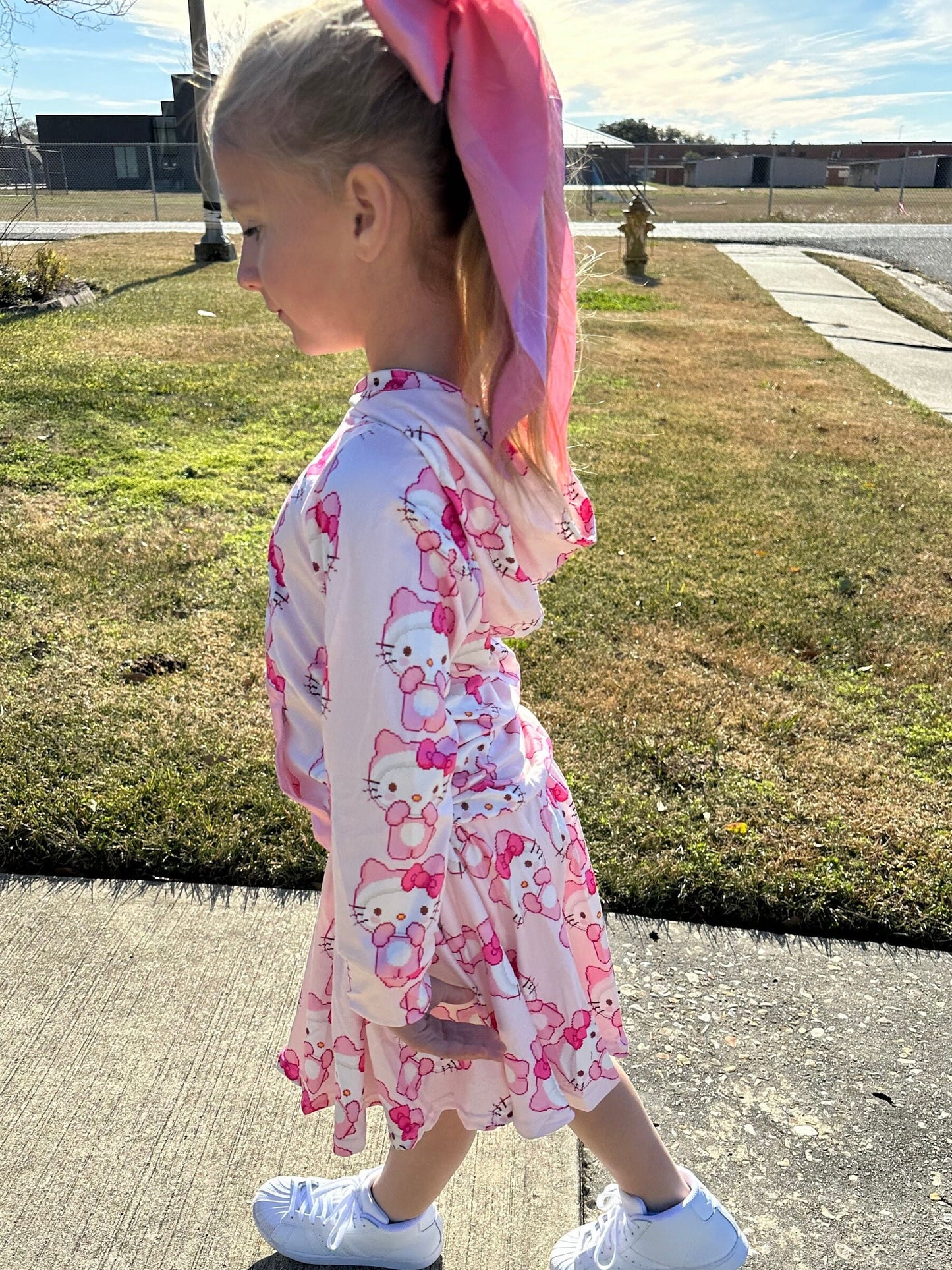 Pink Kitty hooded Twirl skirt