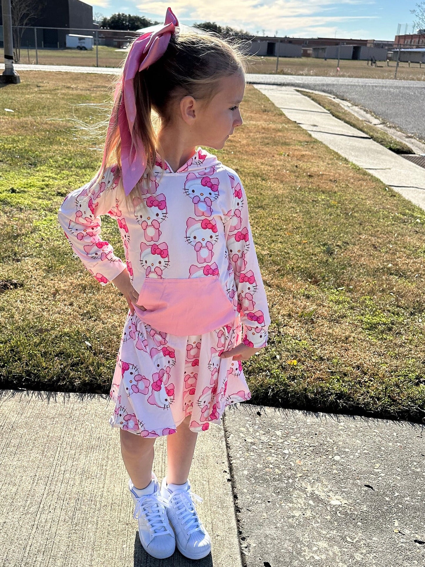 Pink Kitty hooded Twirl skirt