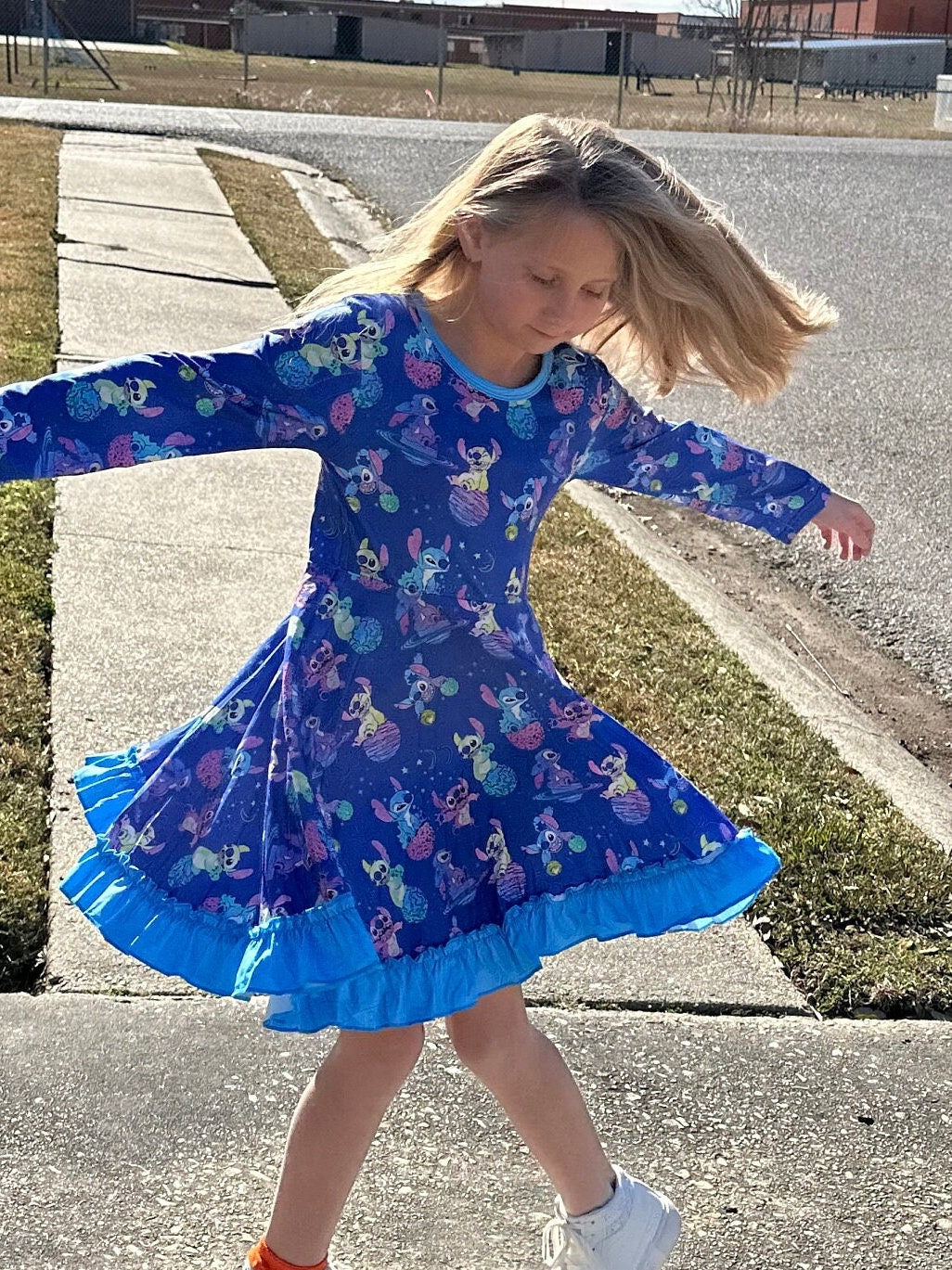 Blue Alien Outer Space Twirl Dress
