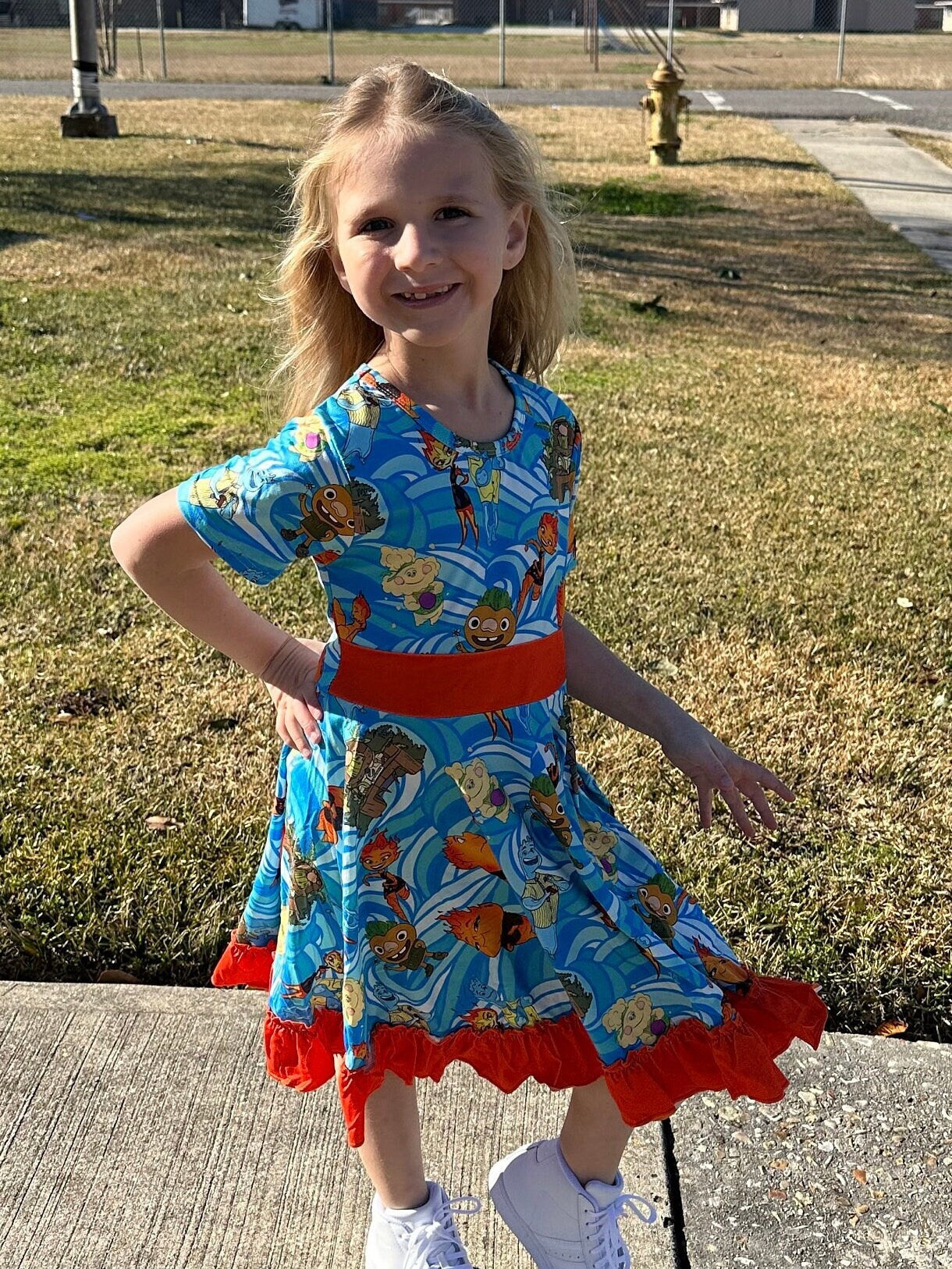 Water and Fire Elements Twirl Dress