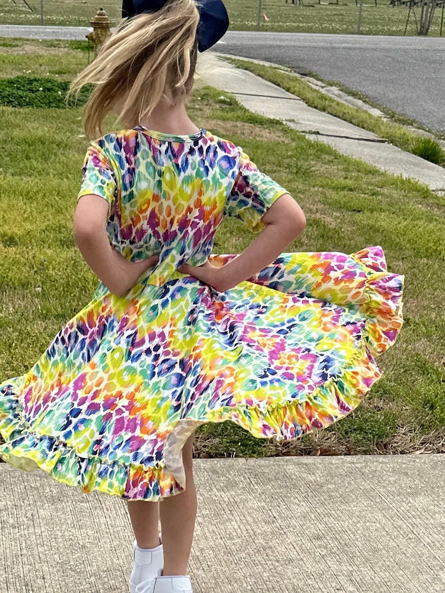 Colorful Cheetah Twirl Dress