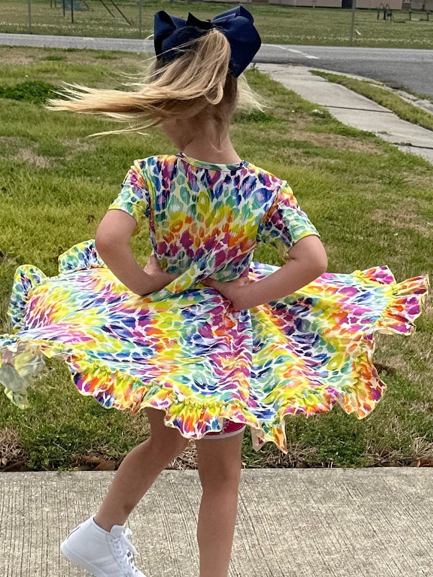 Colorful Cheetah Twirl Dress