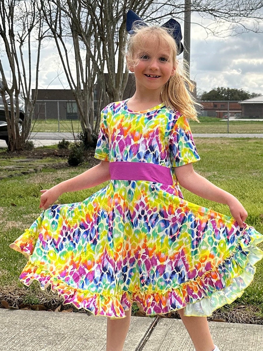 Colorful Cheetah Twirl Dress