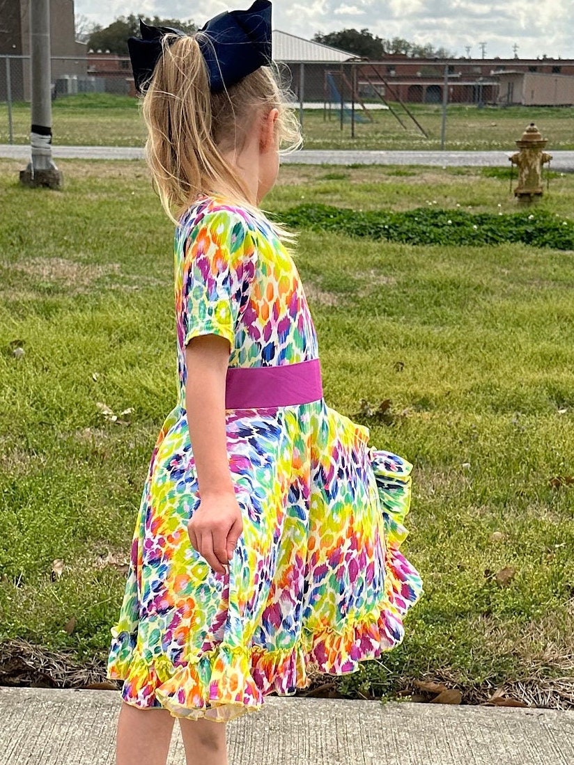 Colorful Cheetah Twirl Dress