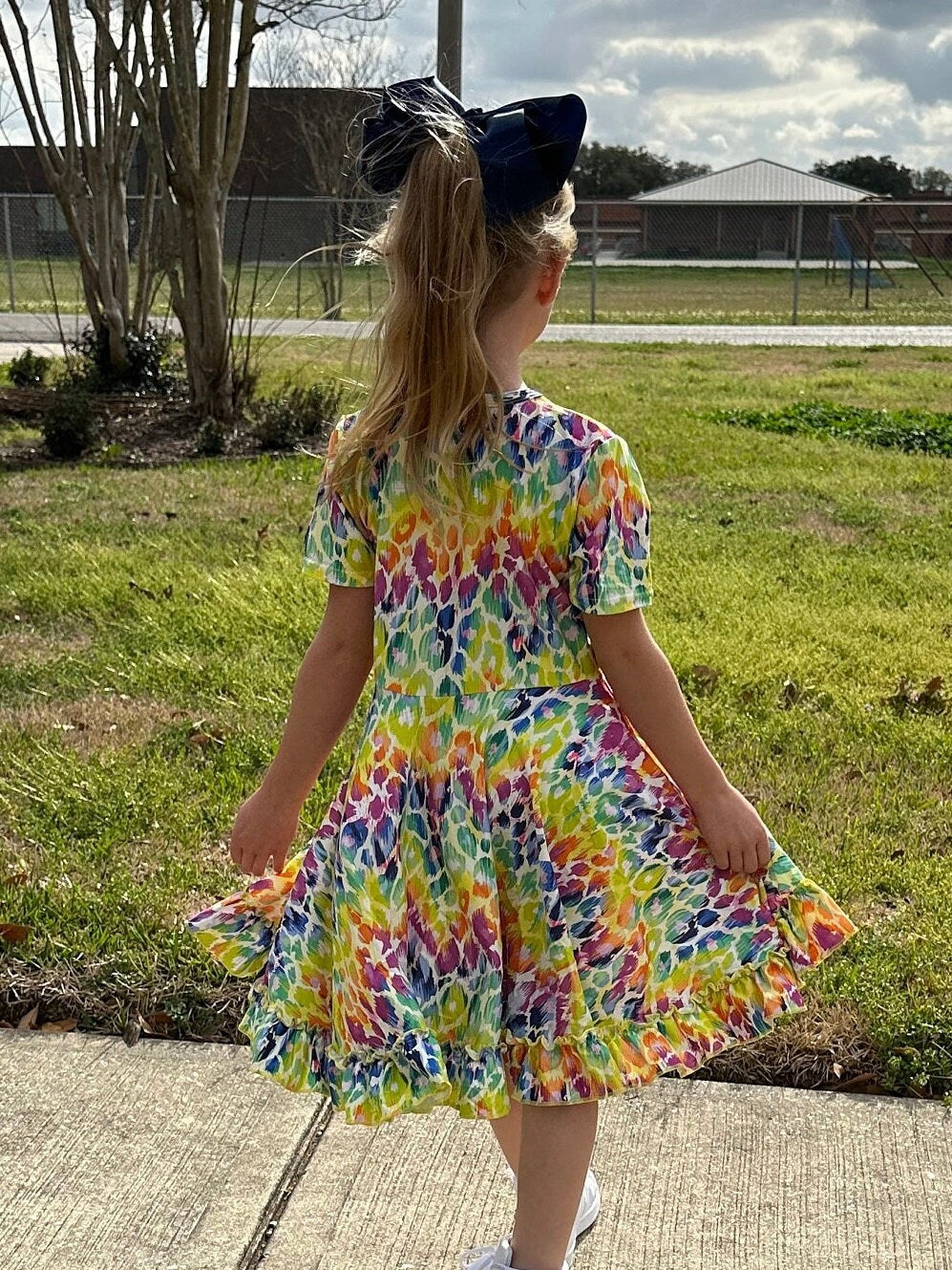Colorful Cheetah Twirl Dress