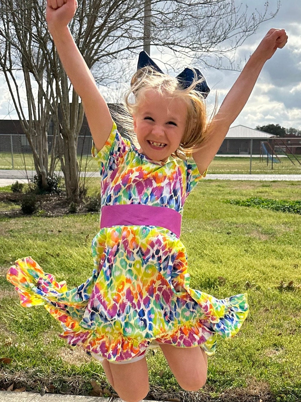 Colorful Cheetah Twirl Dress