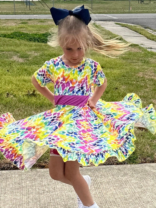 Colorful Cheetah Twirl Dress