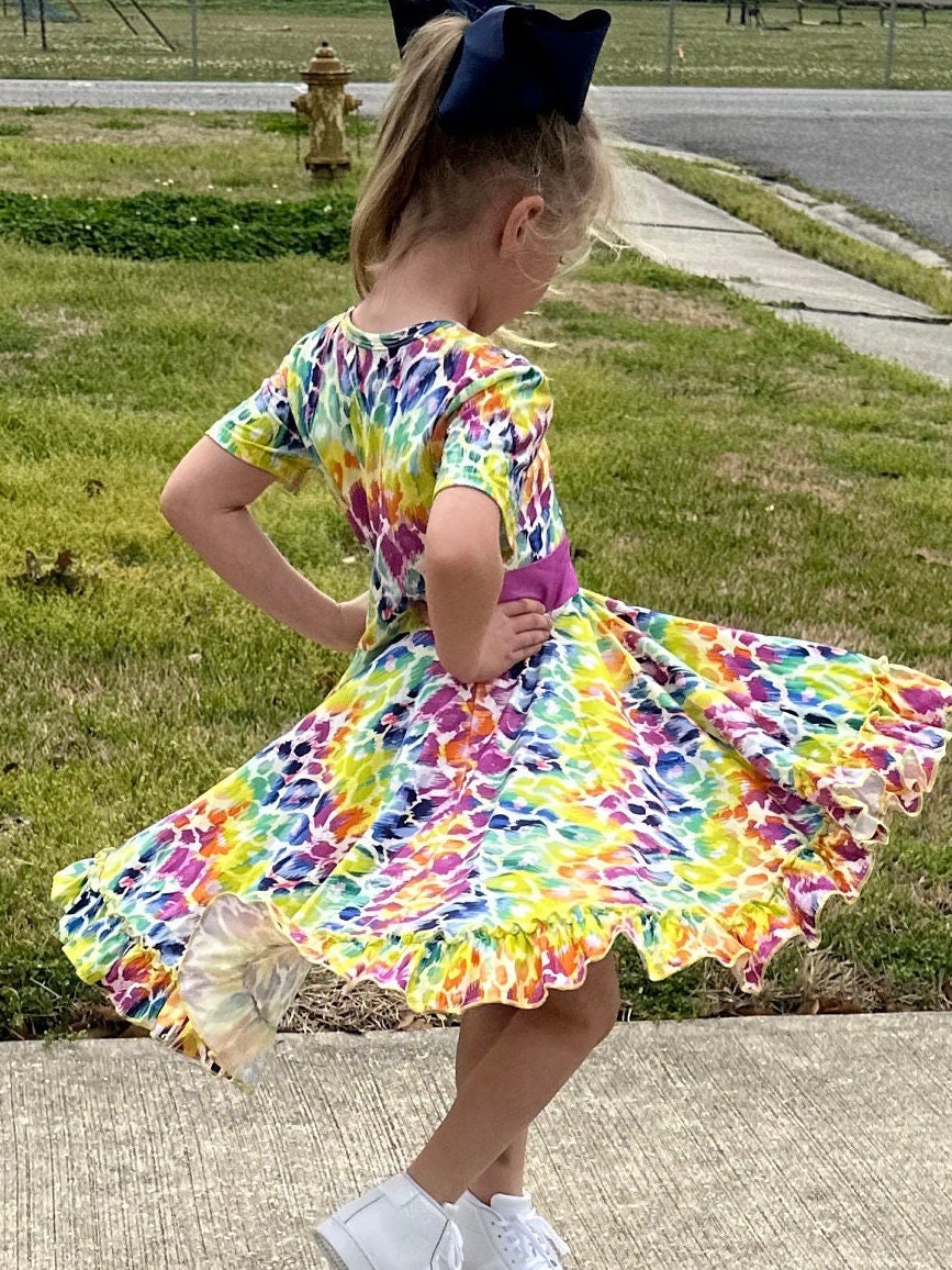 Colorful Cheetah Twirl Dress