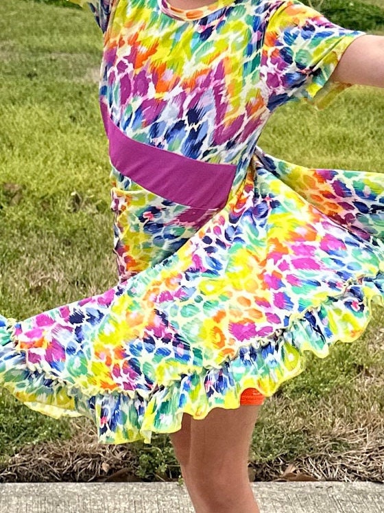 Colorful Cheetah Twirl Dress
