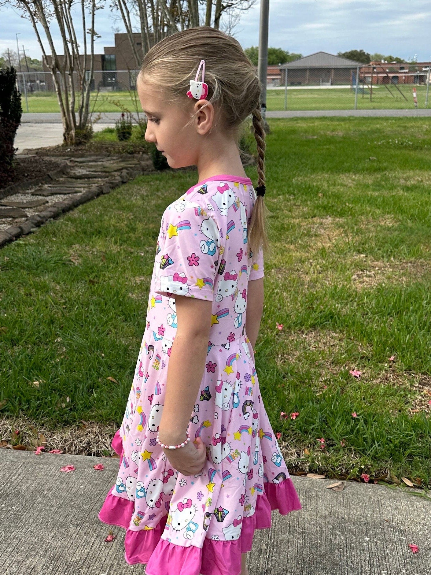 Kawaii Kitty and rainbows twirl dress