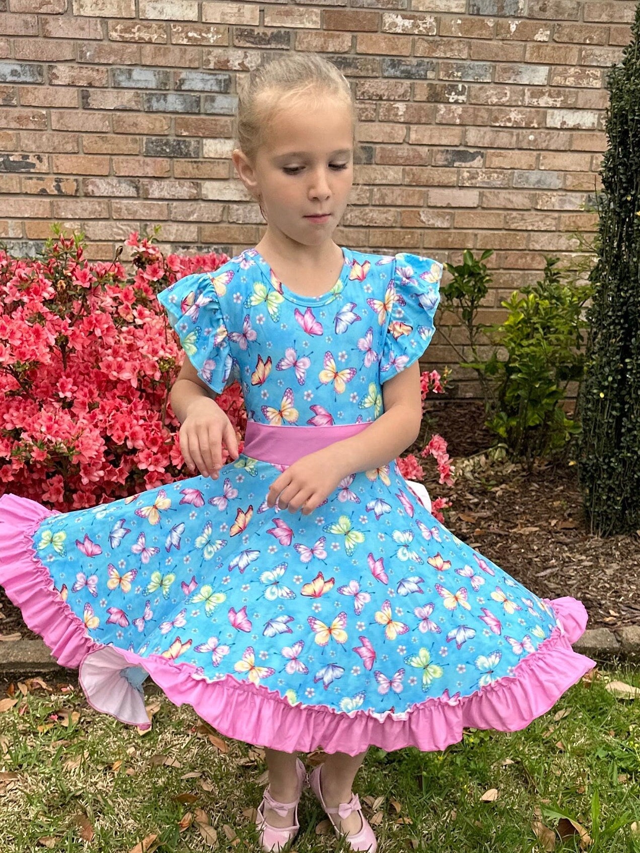 butterfly bow back twirl dress