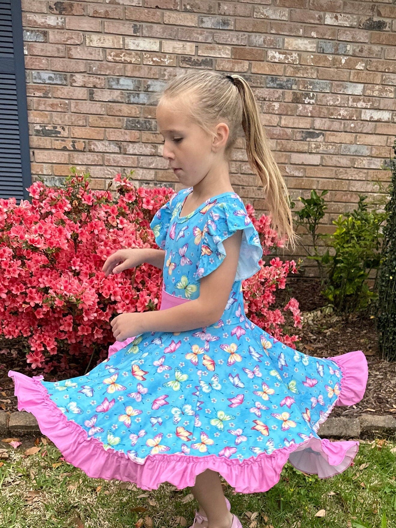 butterfly bow back twirl dress