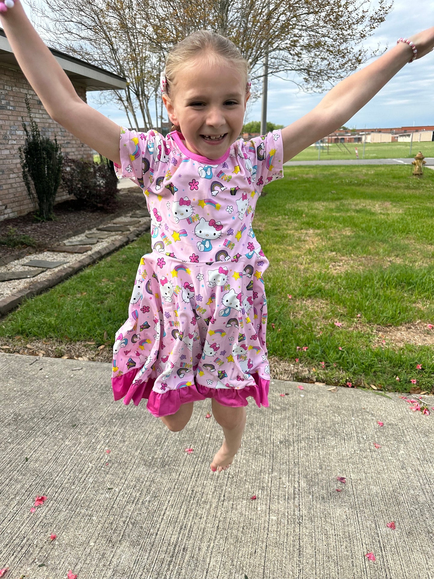 Kawaii Kitty and rainbows twirl dress