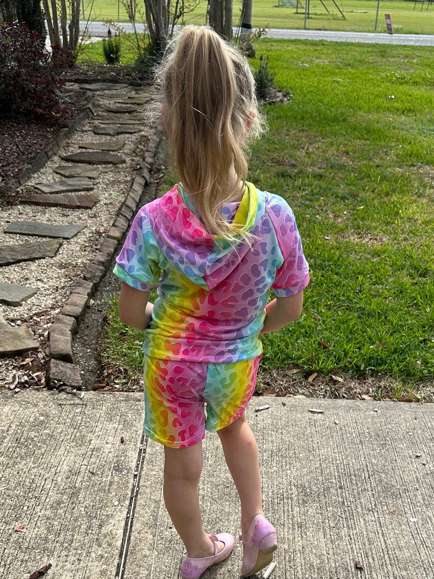 Rainbow Leopard Short Set