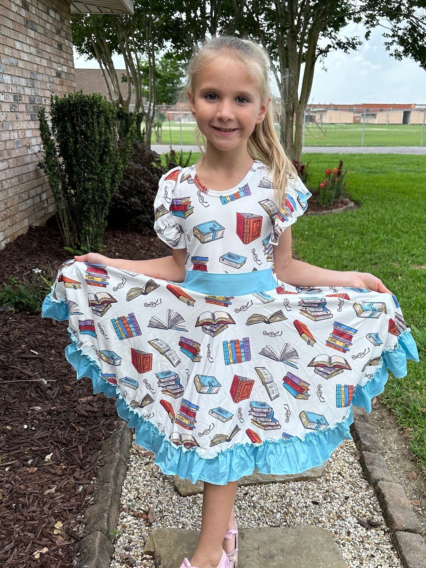 Book Lovers Bow Back Twirl Dress