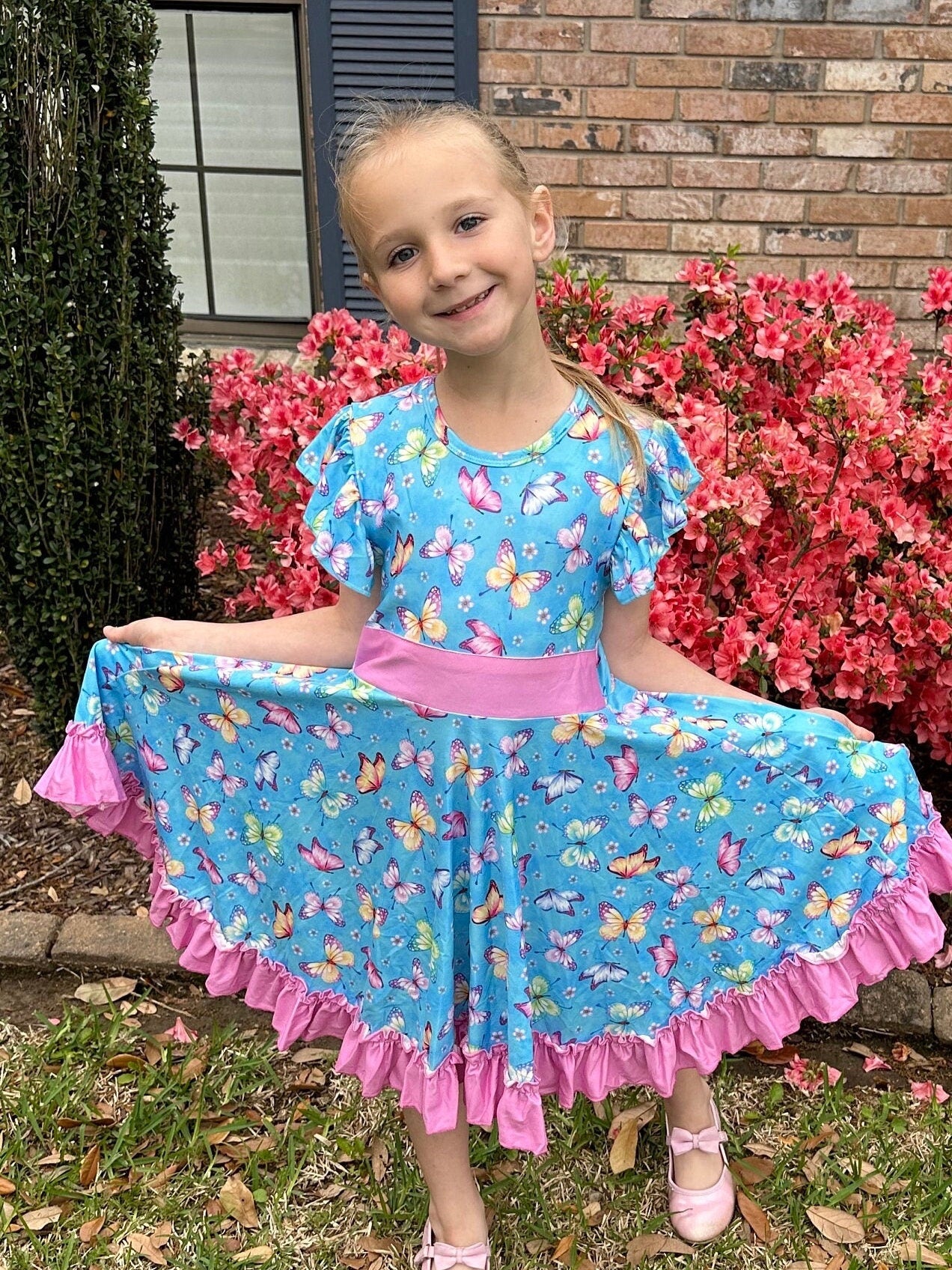 butterfly bow back twirl dress