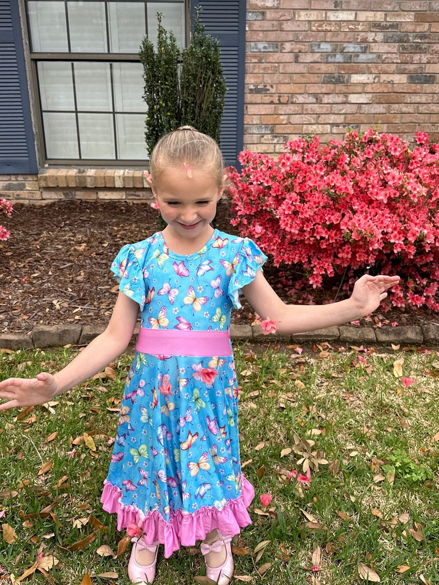 butterfly bow back twirl dress