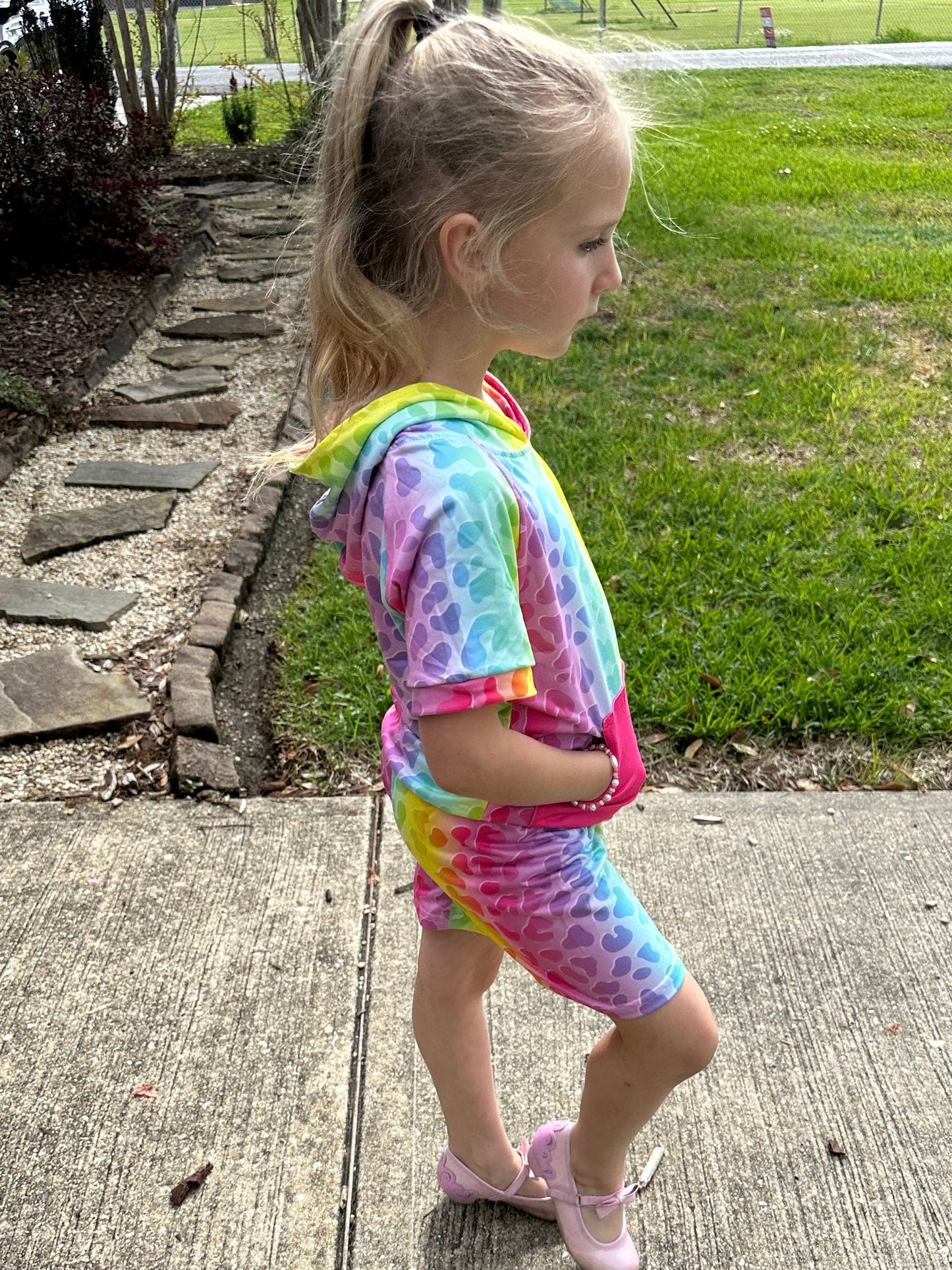 Rainbow Leopard Short Set