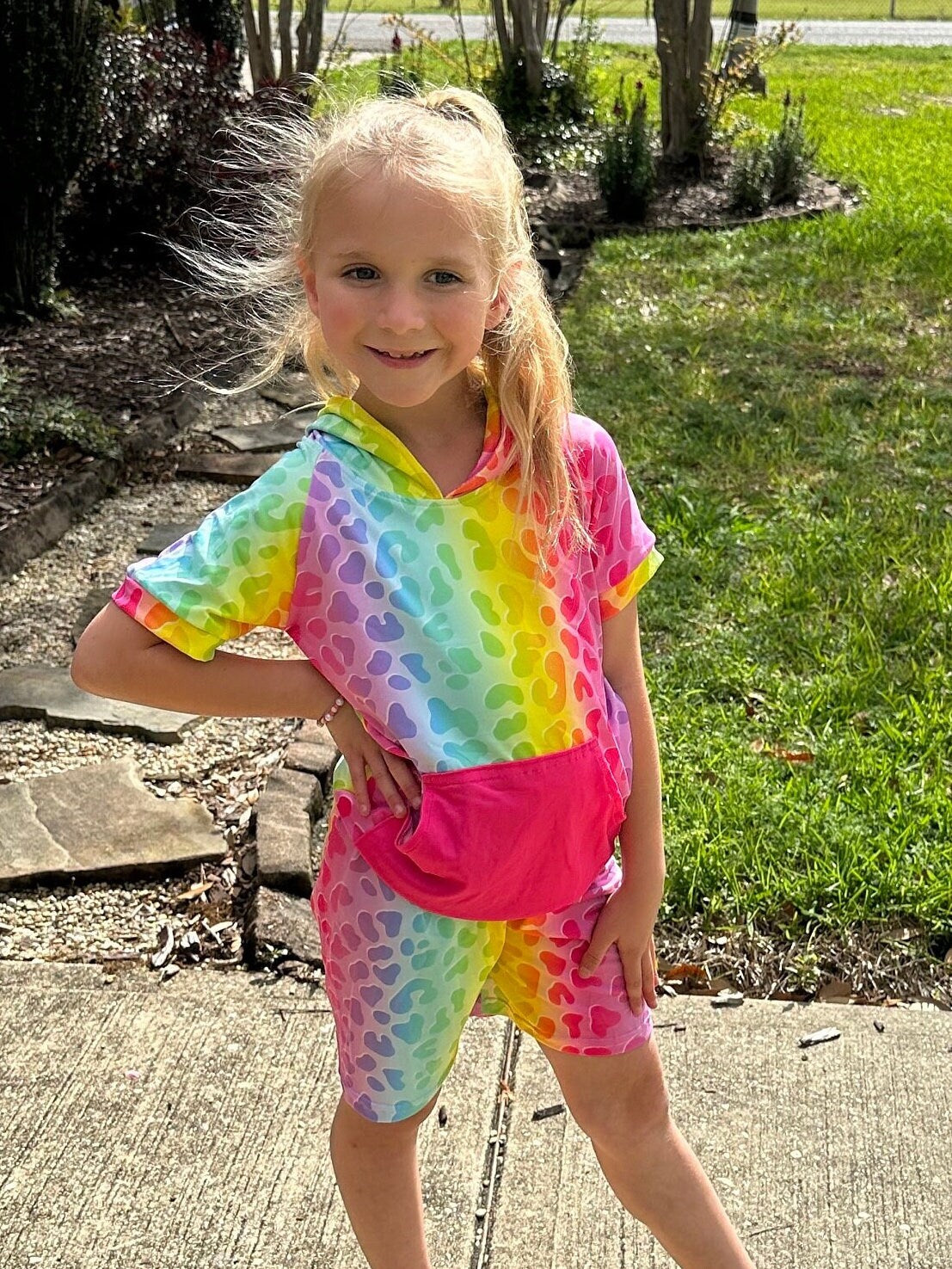 Rainbow Leopard Short Set