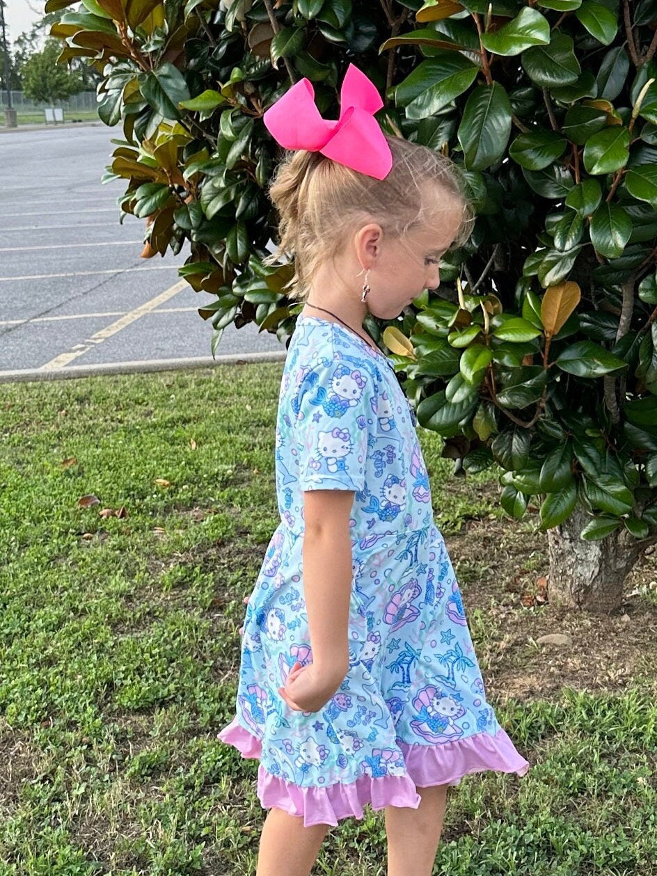 Mermaid Kawaii Cat Twirl Dress