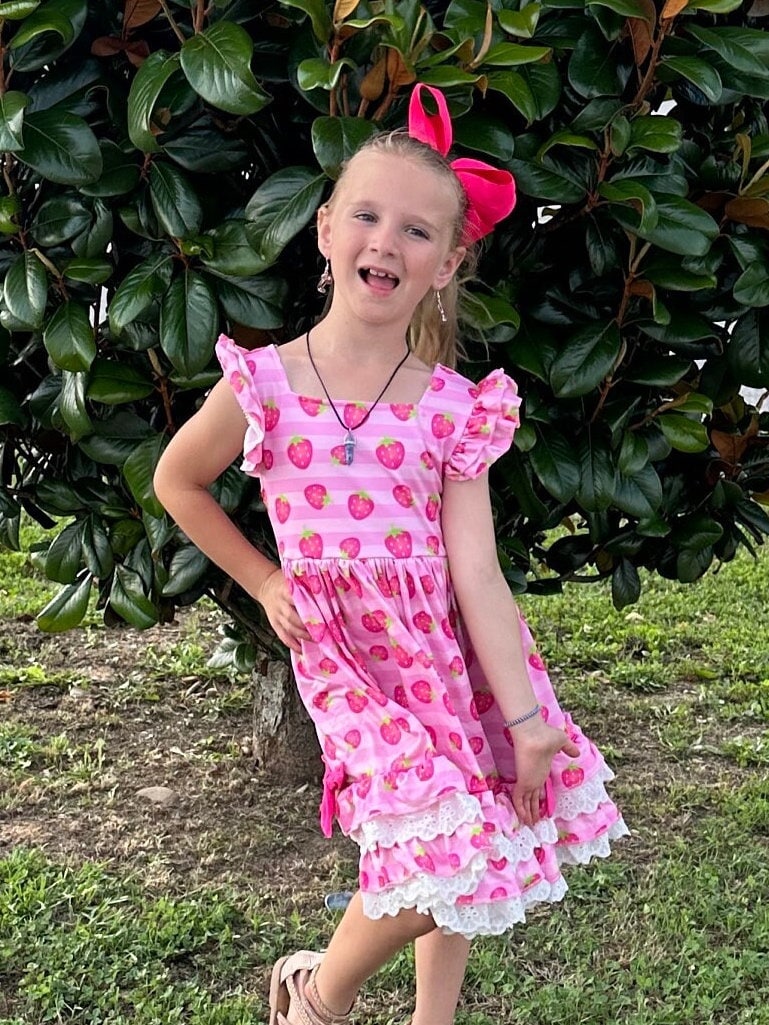 Strawberry Lace and Ruffle Twirl Dress