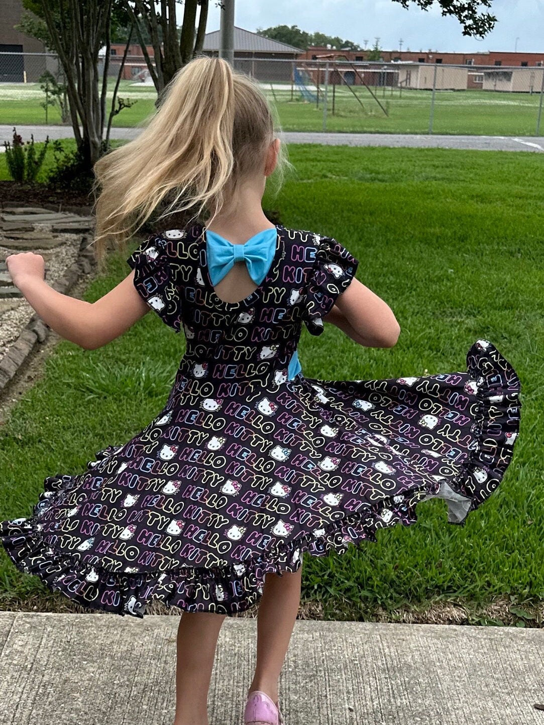 Colorful Kawaii Kitty Twirl Dress