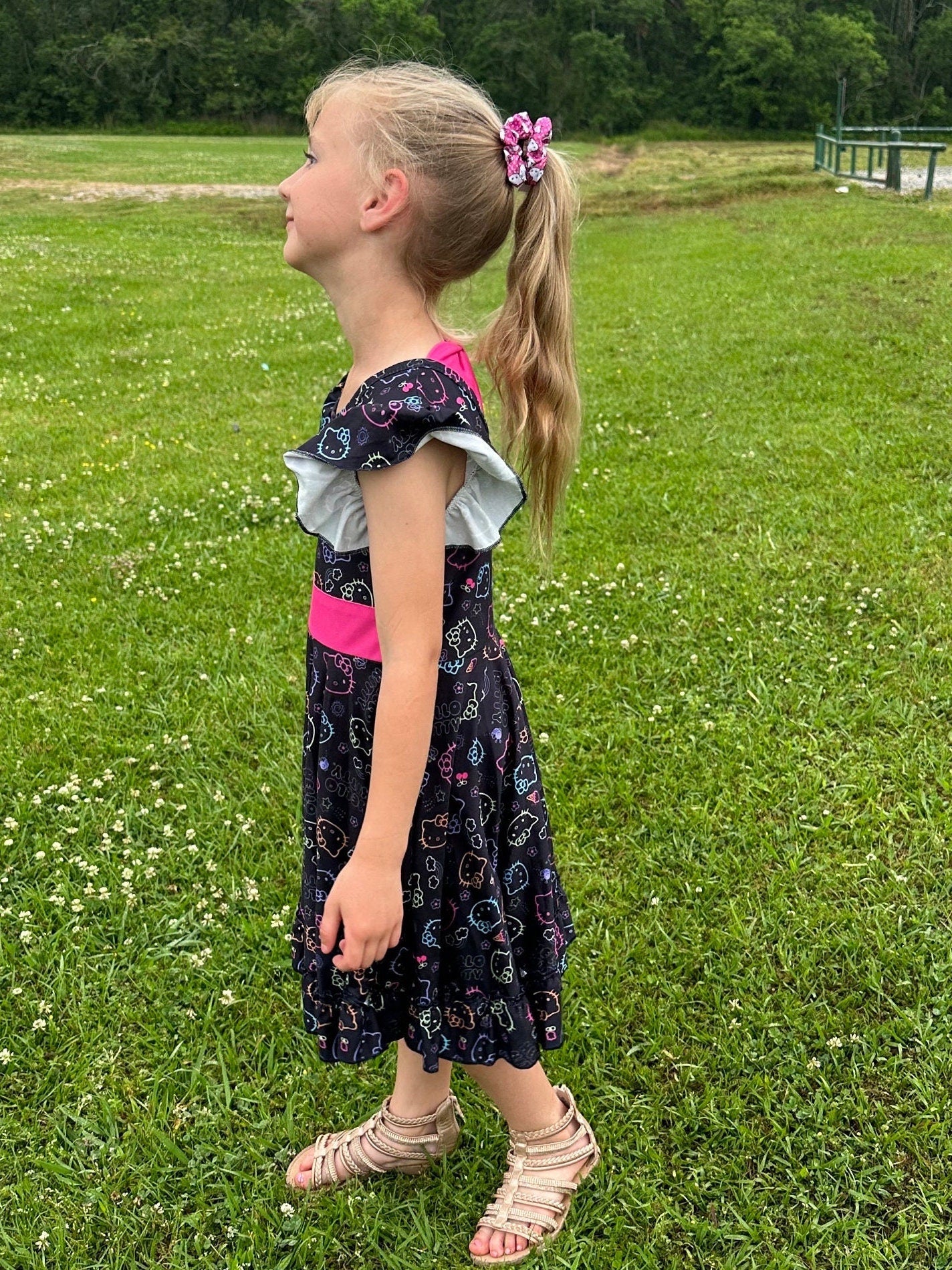 Kawaii Kitty Bow Back Twirl Dress